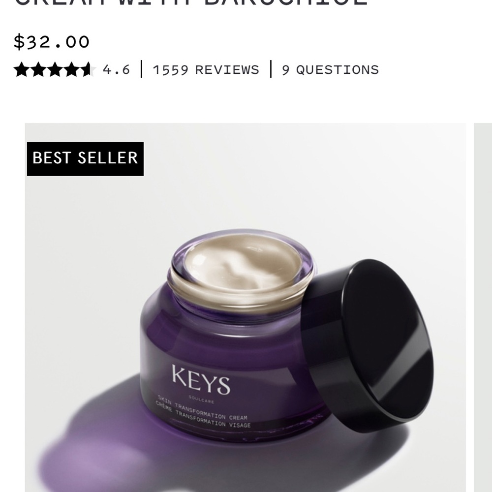 Keys skin transformation cream. Sealed & full sized 1.76oz.
